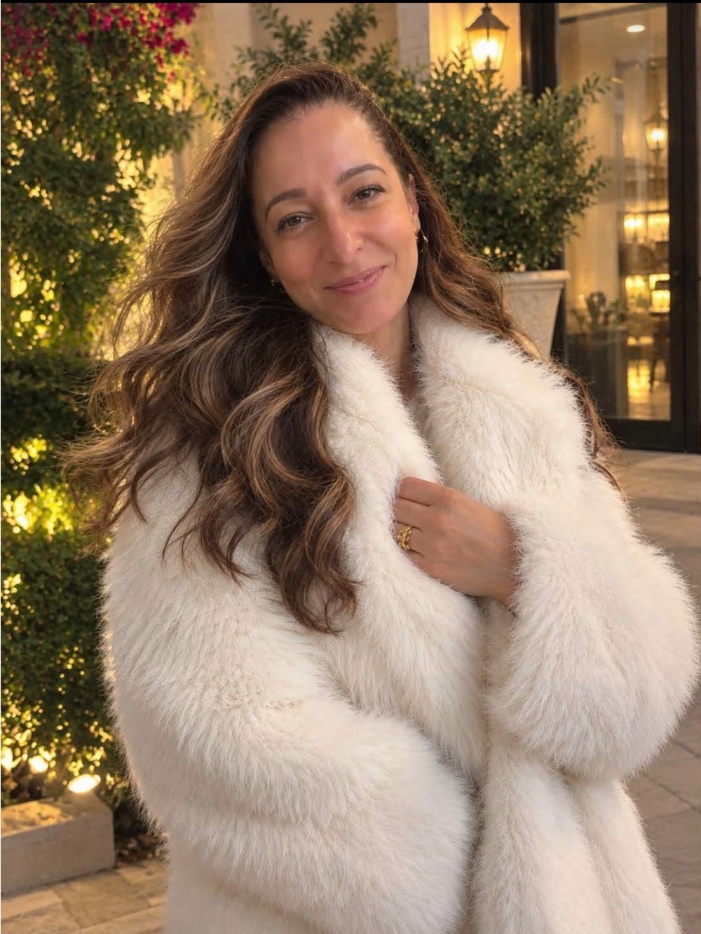 Luxurious White Faux-Fur Coat - Women's Jacket & Coat